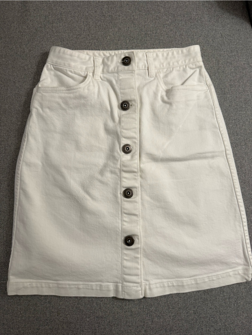 Brooks Brothers White Button-Front High Rise Jeans Skirt